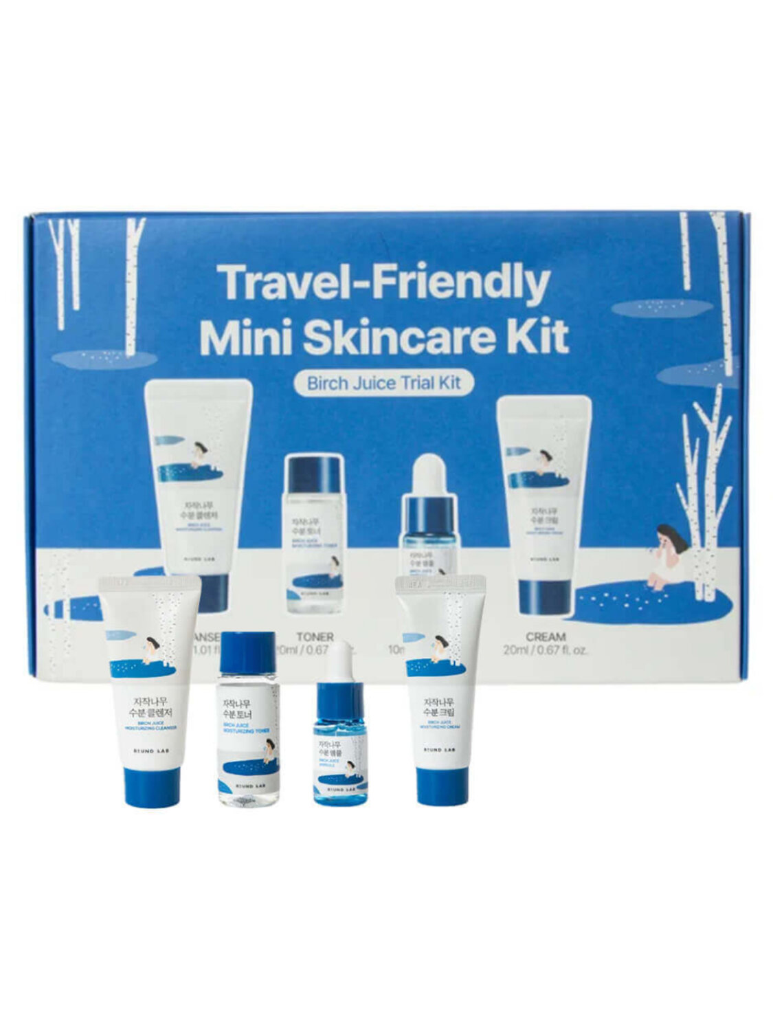 ROUND LAB Набор средств для лица с берёзовым соком: гель, тонер, сыворотка, крем / Birch Juice Trial Kit, 30 мл, 20 мл x 2, 10 мл 572627 25808 