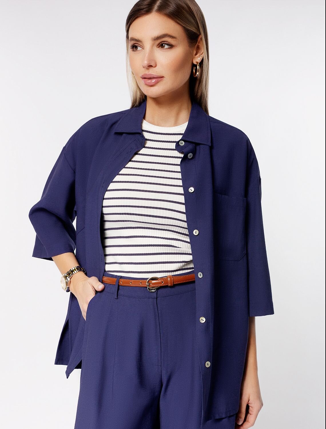 VILATTE Блузка 572788 D29.238 дымчатый синий