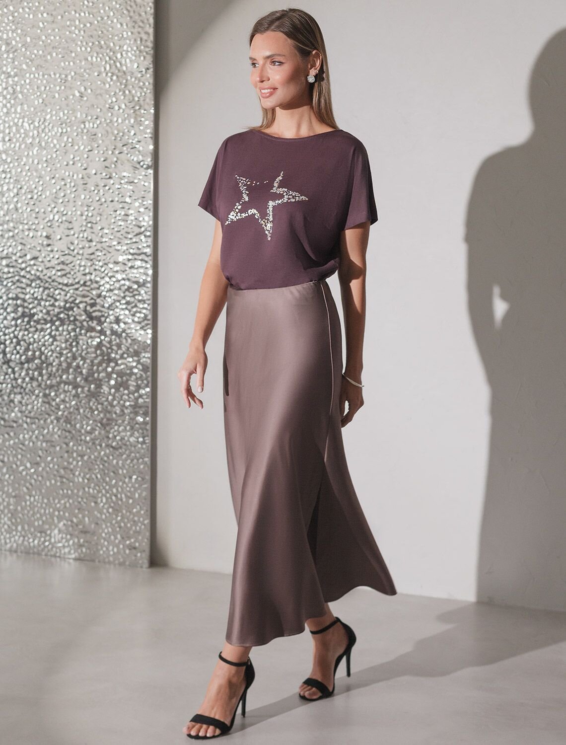 VILATTE Футболка 572806 D49.133 бургунди_stars