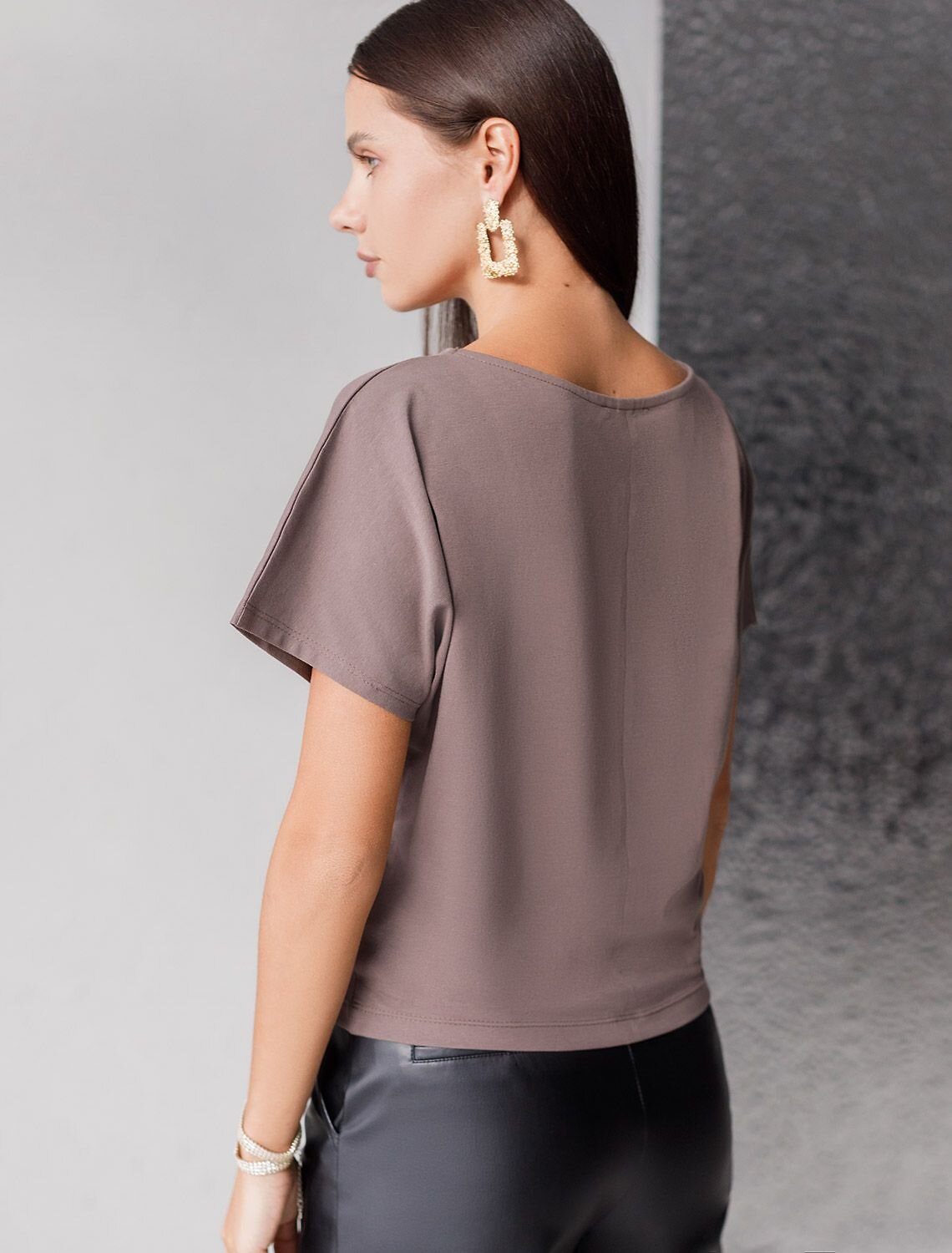 VILATTE Футболка 572815 D49.133 кофейный_цветок