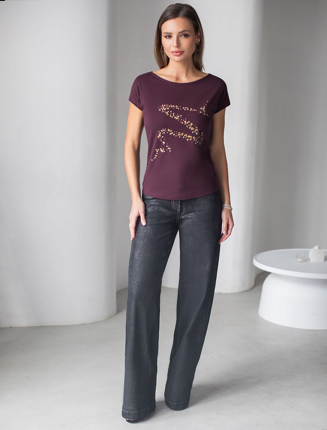 VILATTE Футболка 572825 D49.134 бургунди_волна