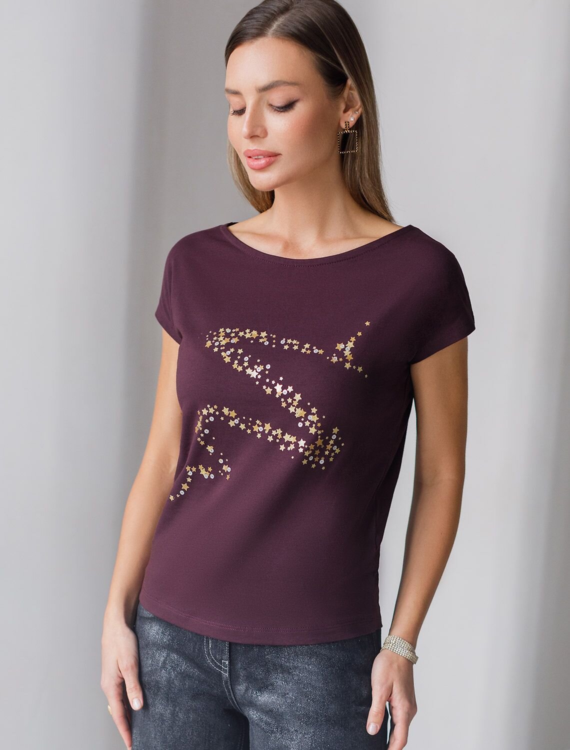 VILATTE Футболка 572825 D49.134 бургунди_волна