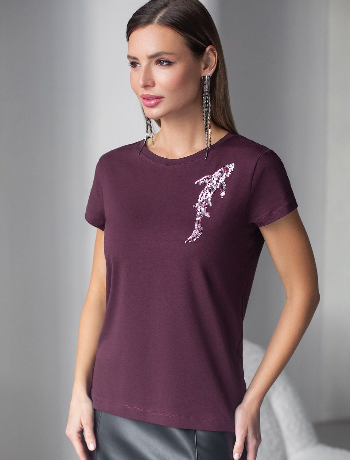 VILATTE Футболка 572854 D49.135 бургунди_рыба