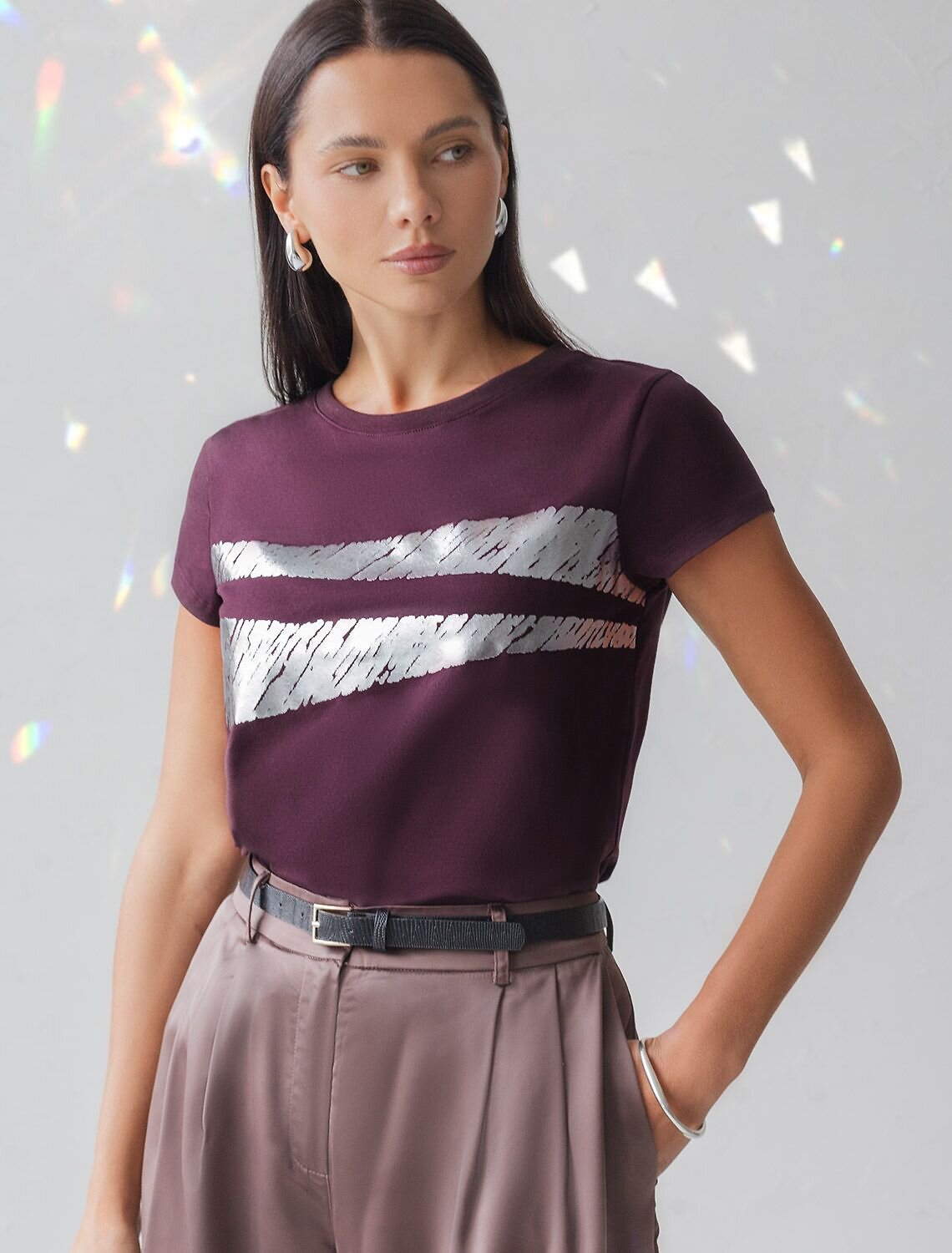 VILATTE Футболка 572856 D49.135 бургунди_штрихи