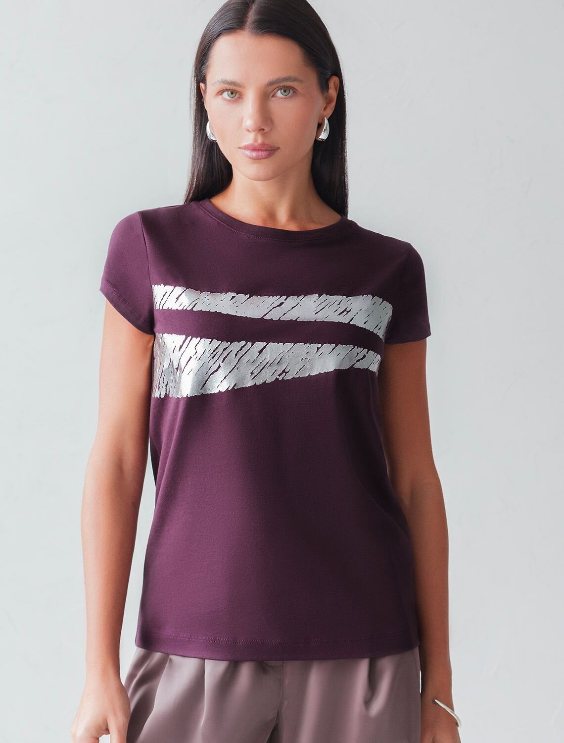 VILATTE Футболка 572856 D49.135 бургунди_штрихи