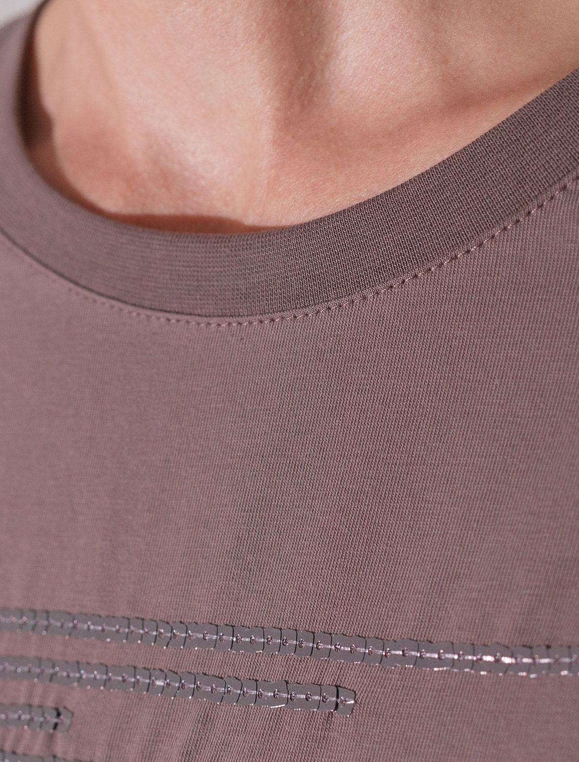 VILATTE Футболка 572858 D49.135 кофейный_shiny stripes