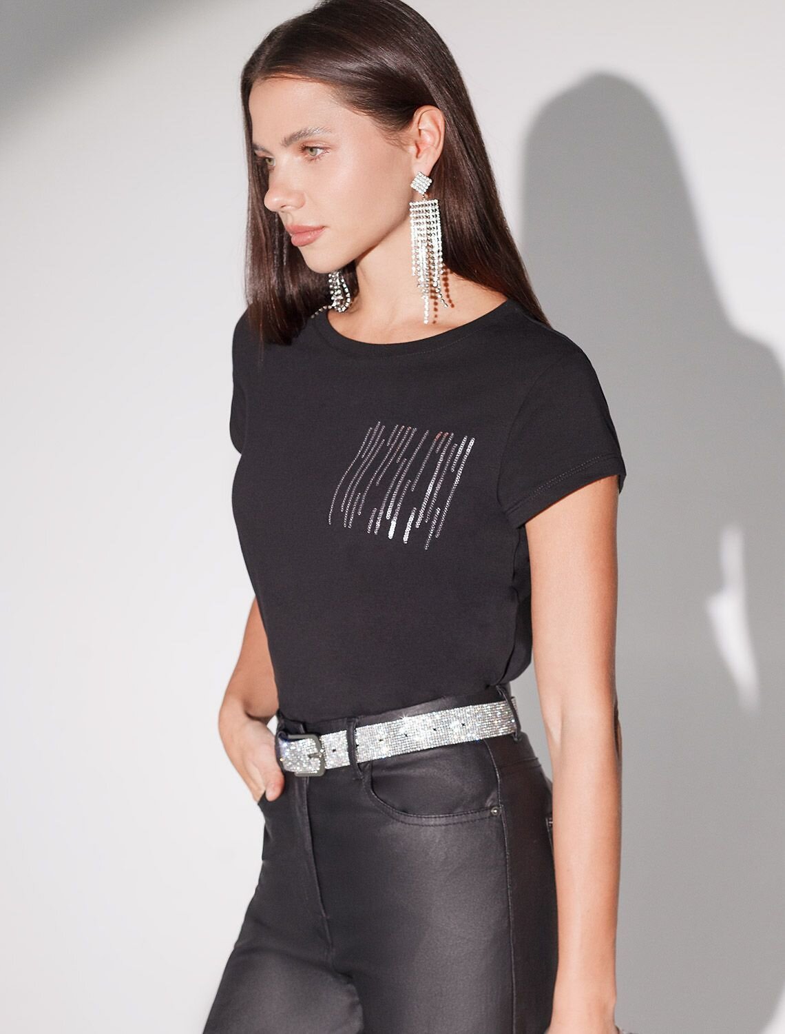 VILATTE Футболка 572872 D49.135 черный_блестки