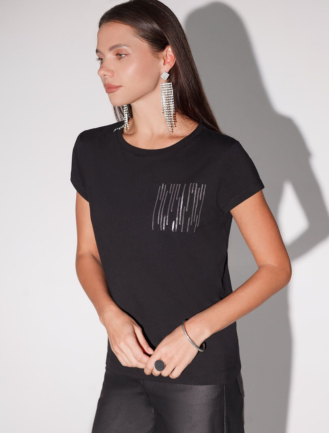 VILATTE Футболка 572872 D49.135 черный_блестки