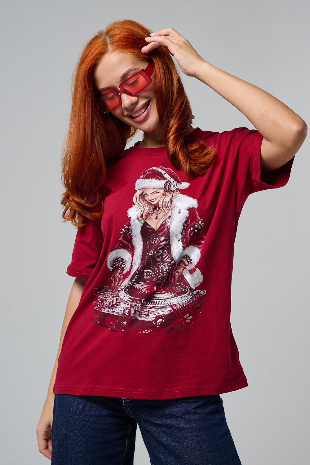 Натали Футболка 572880 8585 бордовый+диско снегурочка