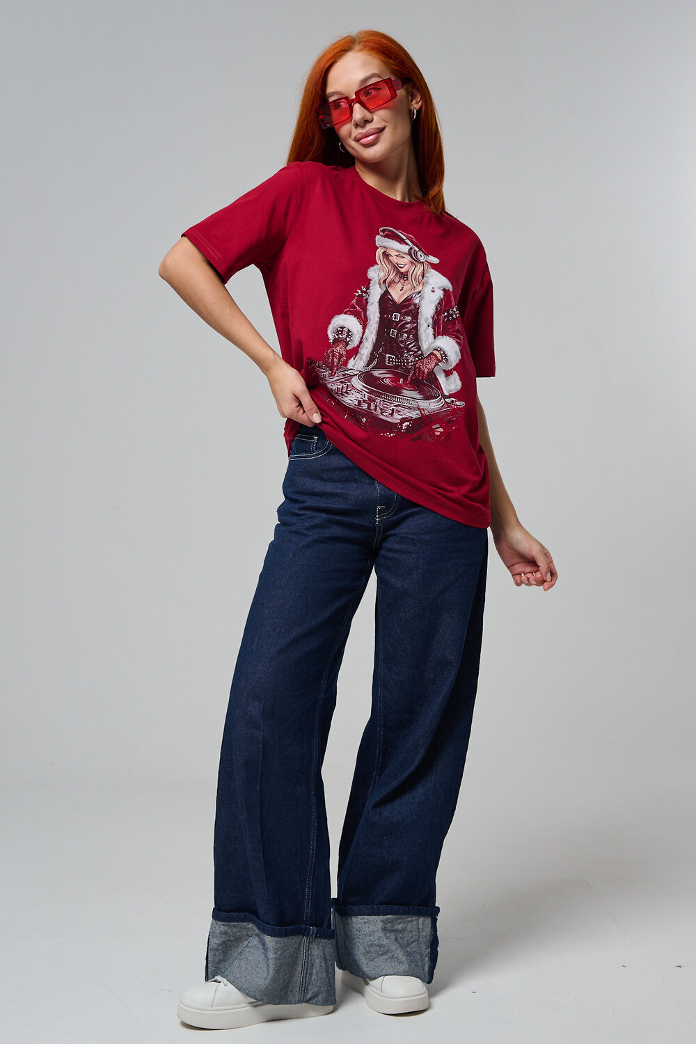 Натали Футболка 572880 8585 бордовый+диско снегурочка