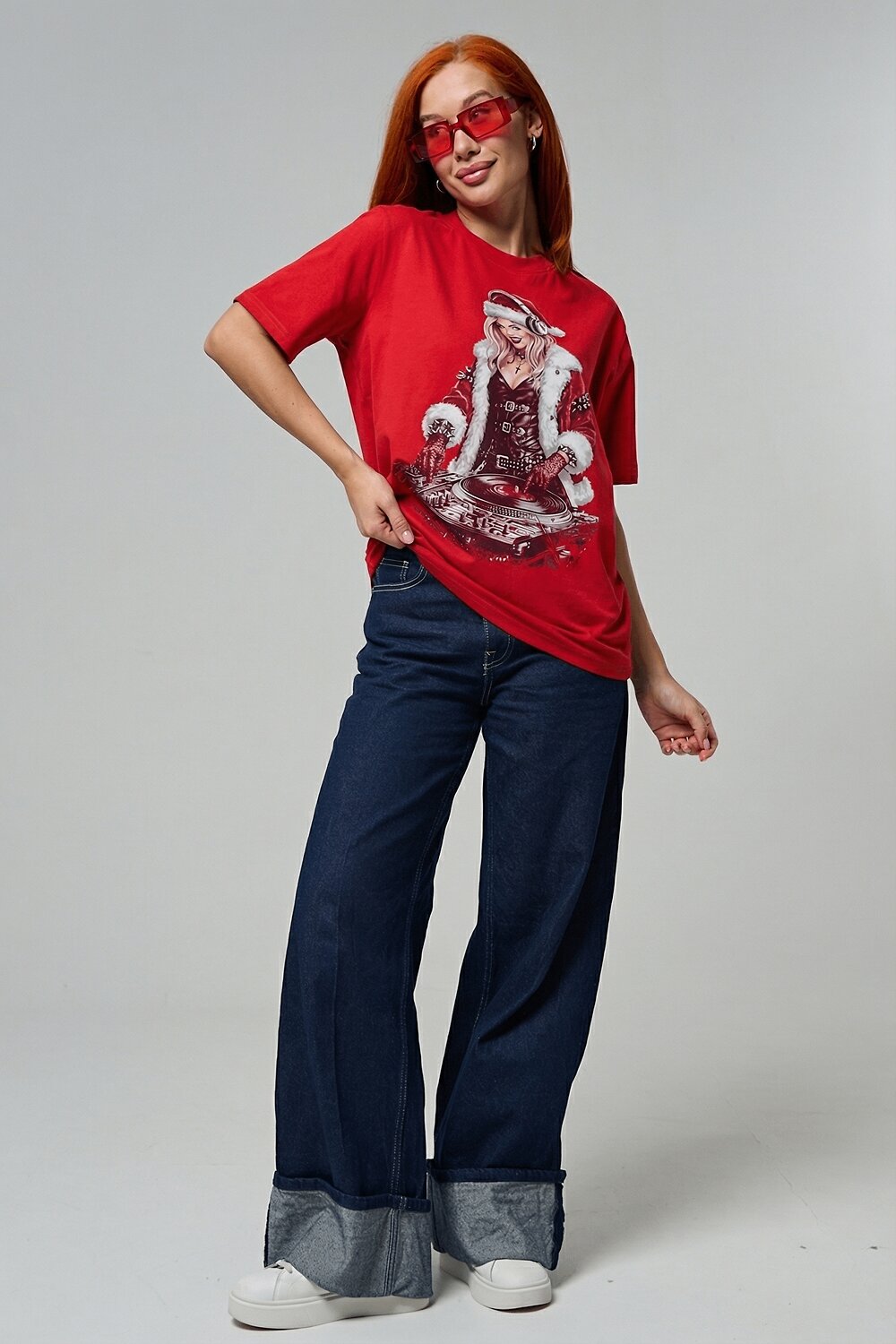 Натали Футболка 572882 8585 красный+диско снегурочка