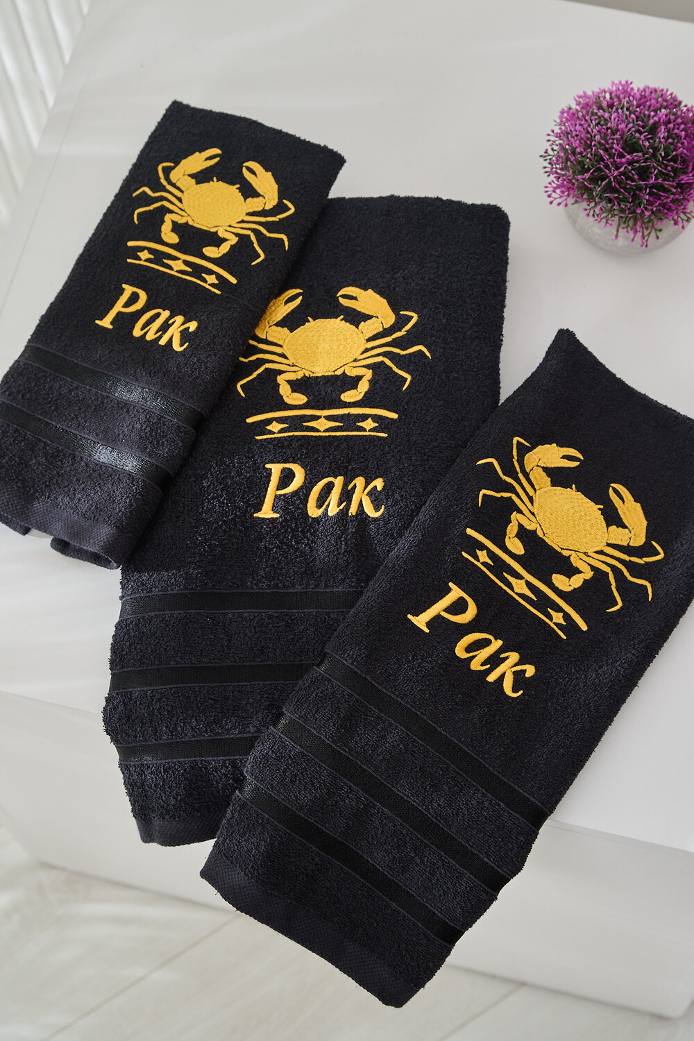 Натали Полотенце 572895 14418 черный+рак