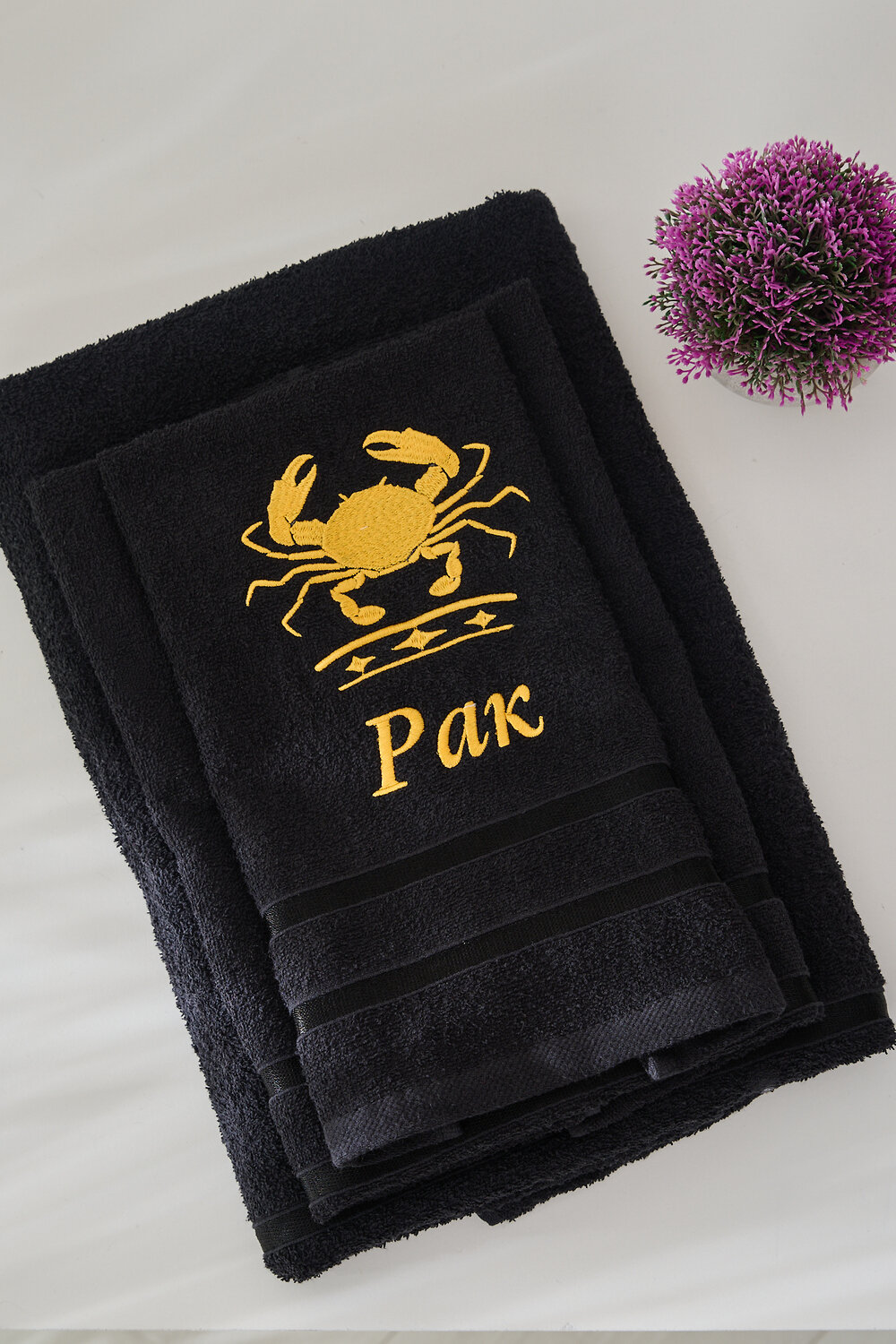 Натали Полотенце 572895 14418 черный+рак