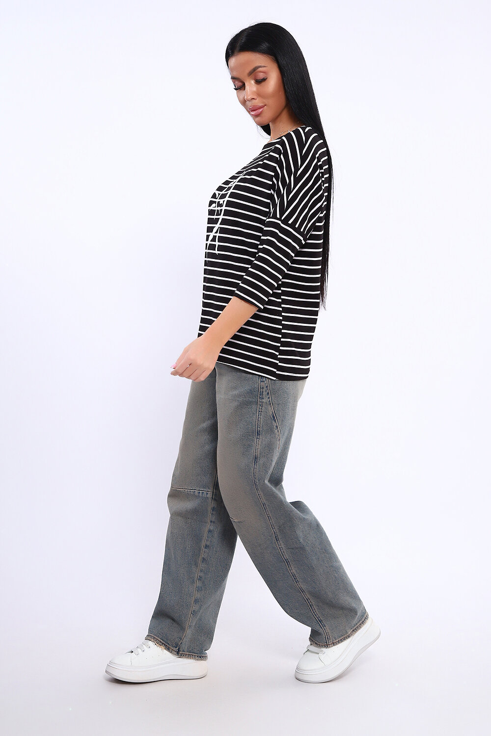 Натали Лонгслив 572906 82087 Черно-белая полоска