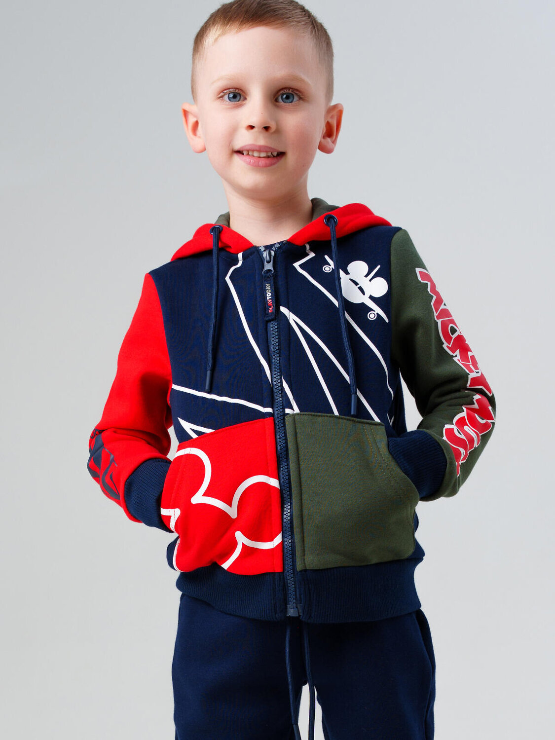 PLAYTODAY Толстовка 573124 32532001 хаки,тёмно-синий,красный