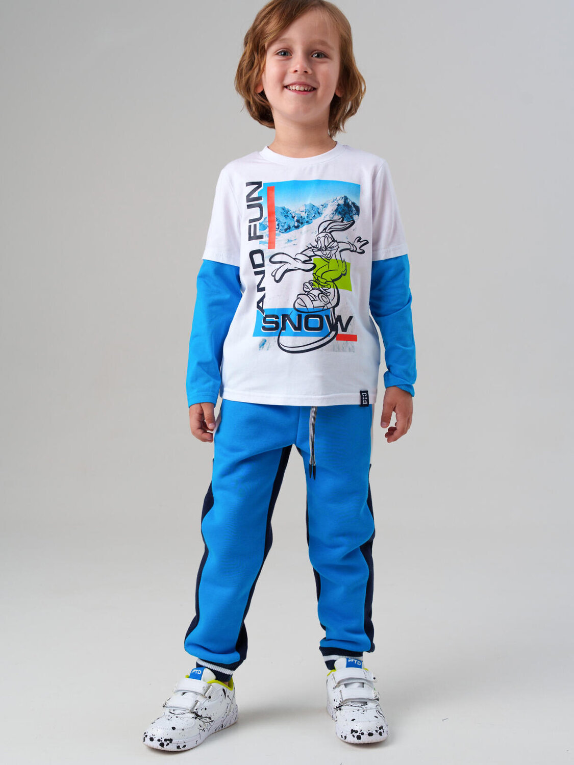 PLAYTODAY Фуфайка 573128 32532031 белый,ярко-синий