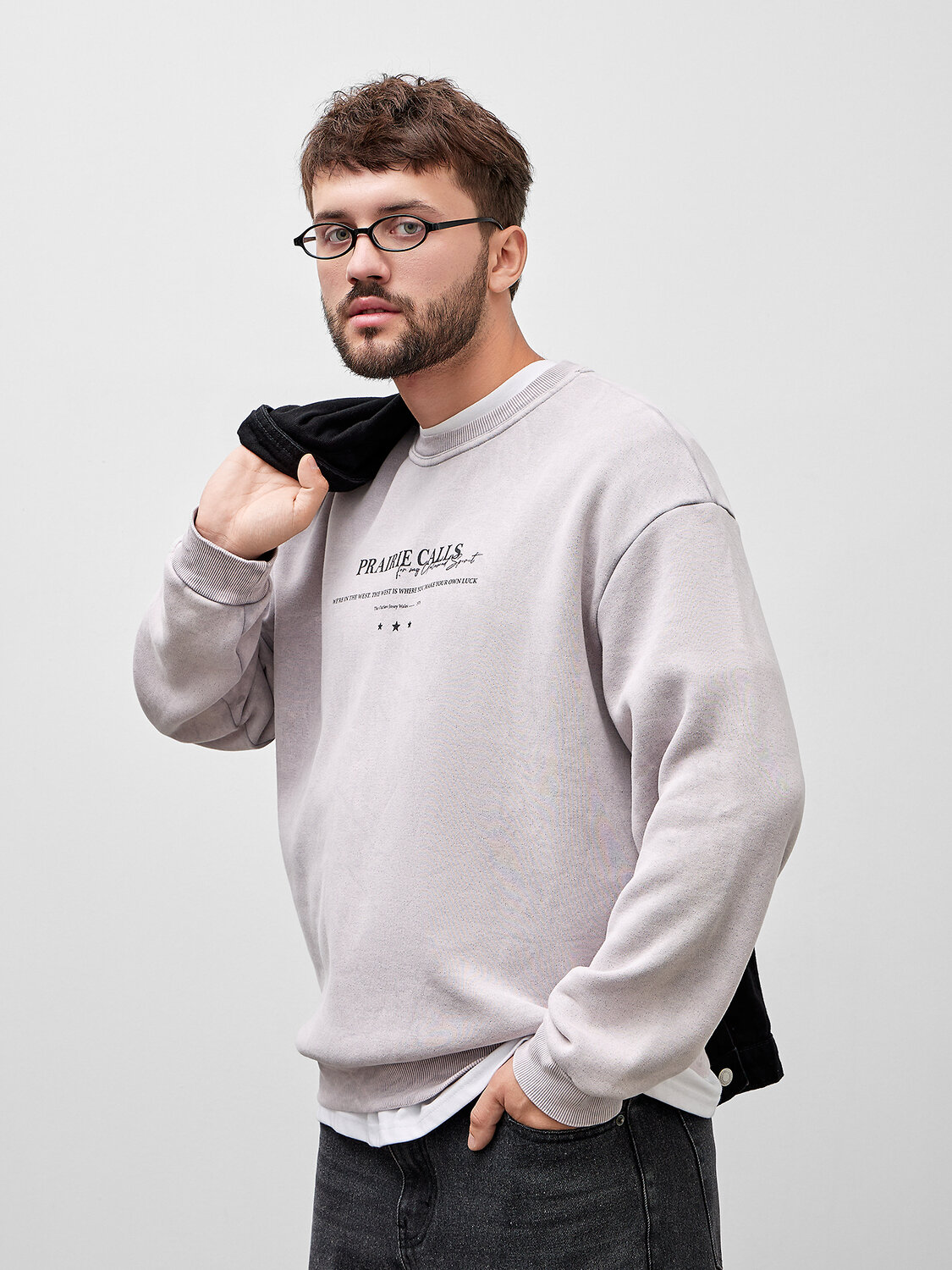 MARK FORMELLE Свитшот 573369 121801/1 ACID WASH серый +печать