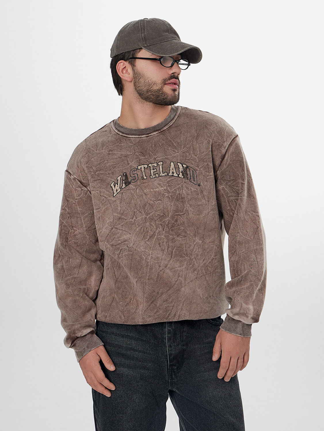 MARK FORMELLE Свитшот 573372 121801/1 ACID WASH шоколадный +печать