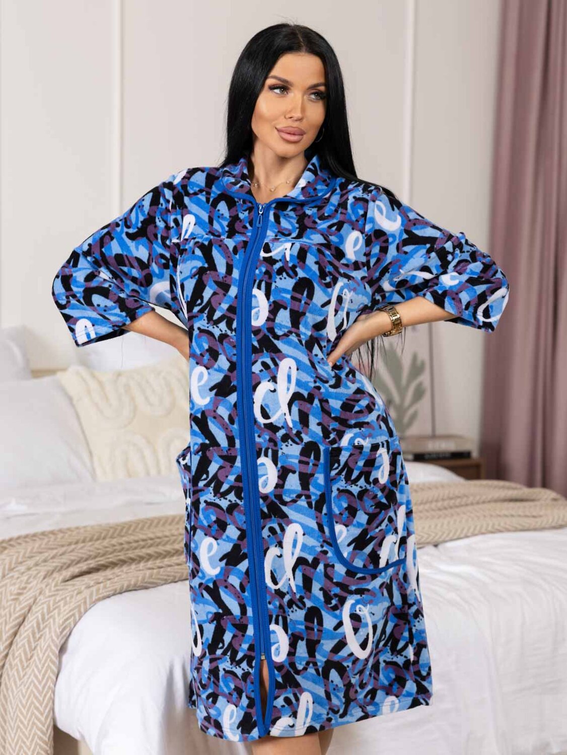 Текс-плюс Халат 573467 НФ-00245697 Фиолетовый,синий