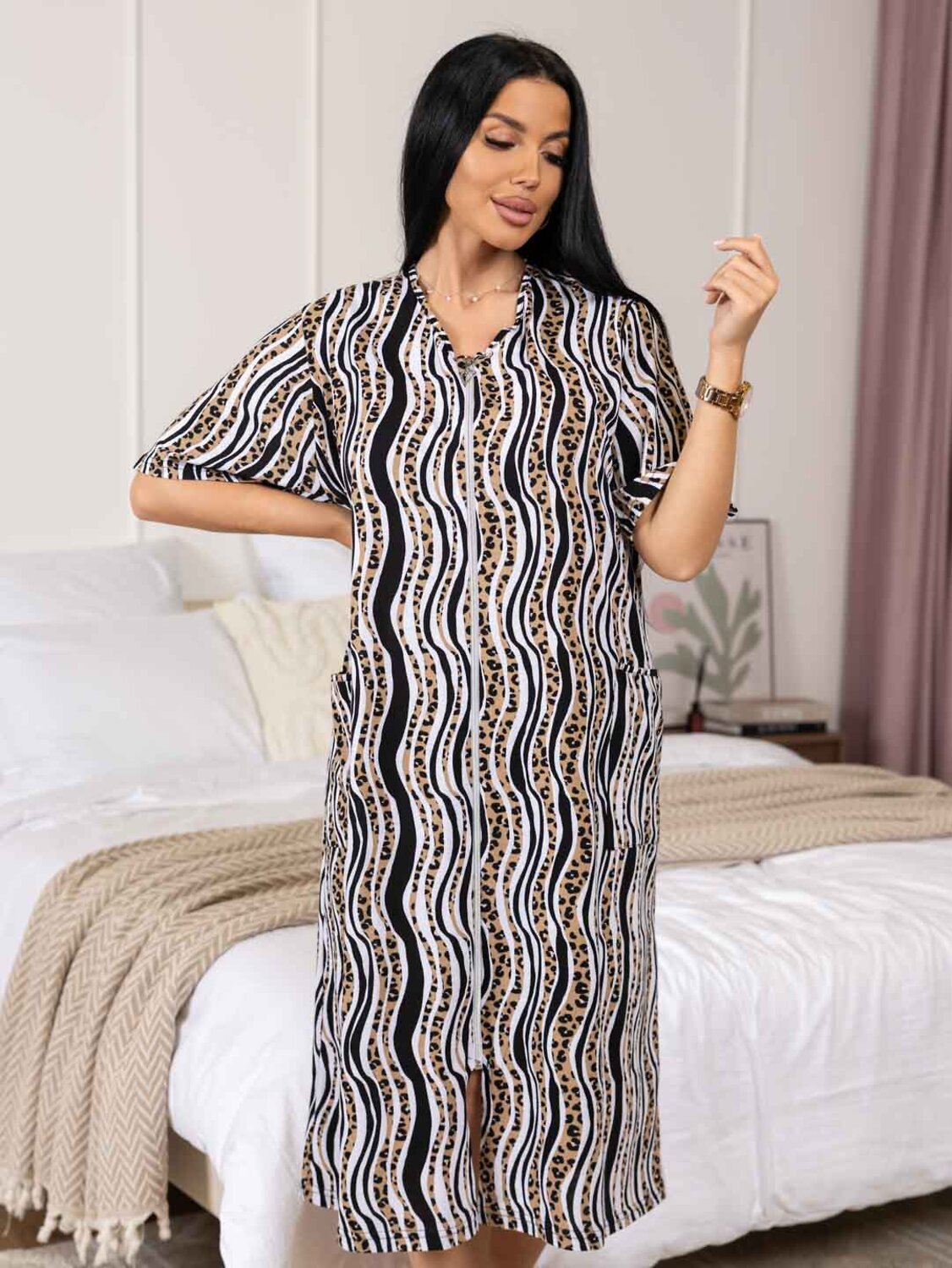 Текс-плюс Халат 573471 НФ-00155102 Коричневый,белый,черный