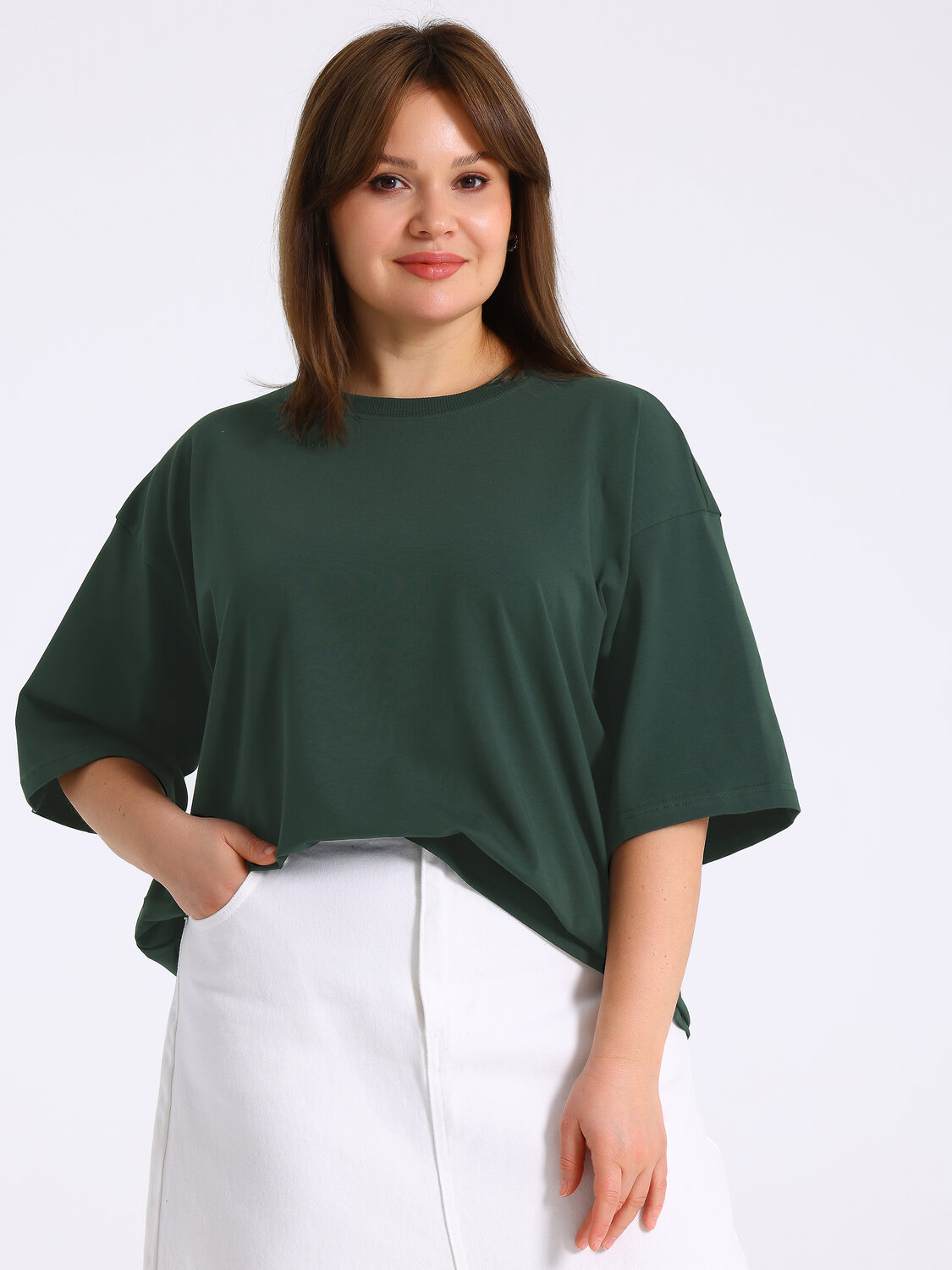 Апрель Футболка 573590 1ЖДФК4825804 темно-зеленый