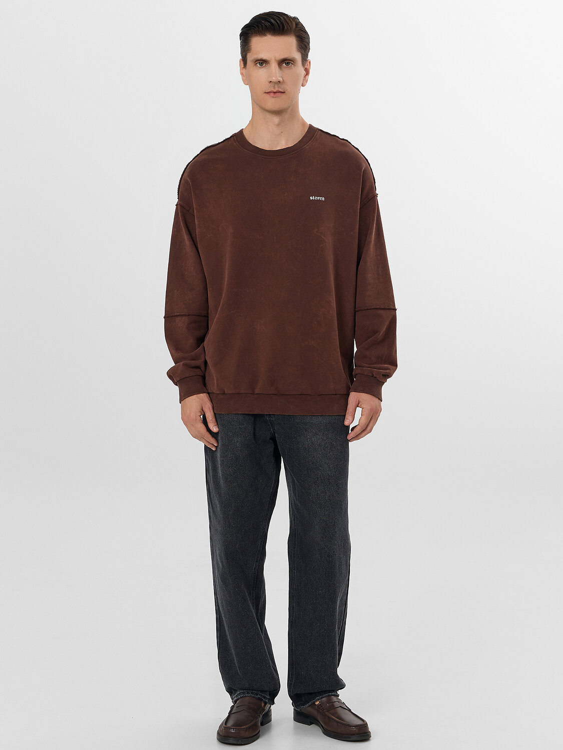 MARK FORMELLE Свитшот 573665 121943 ACID WASH шоколадный +печать