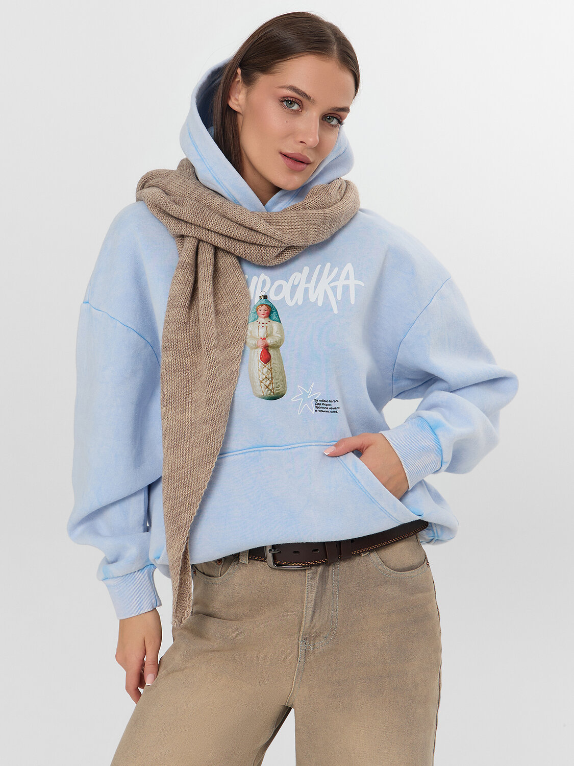 MARK FORMELLE Худи 574109 122775-1 ACID WASH голубой +печать