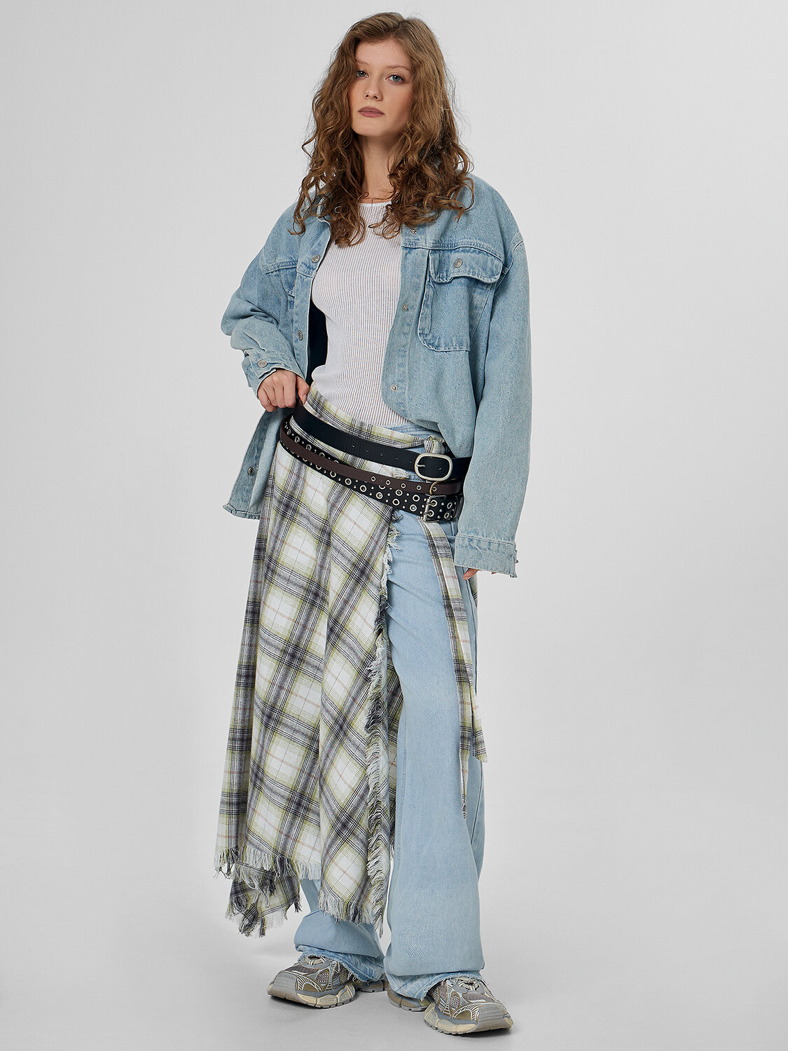 MARK FORMELLE Юбка 574135 152818 бежево -серая клетка