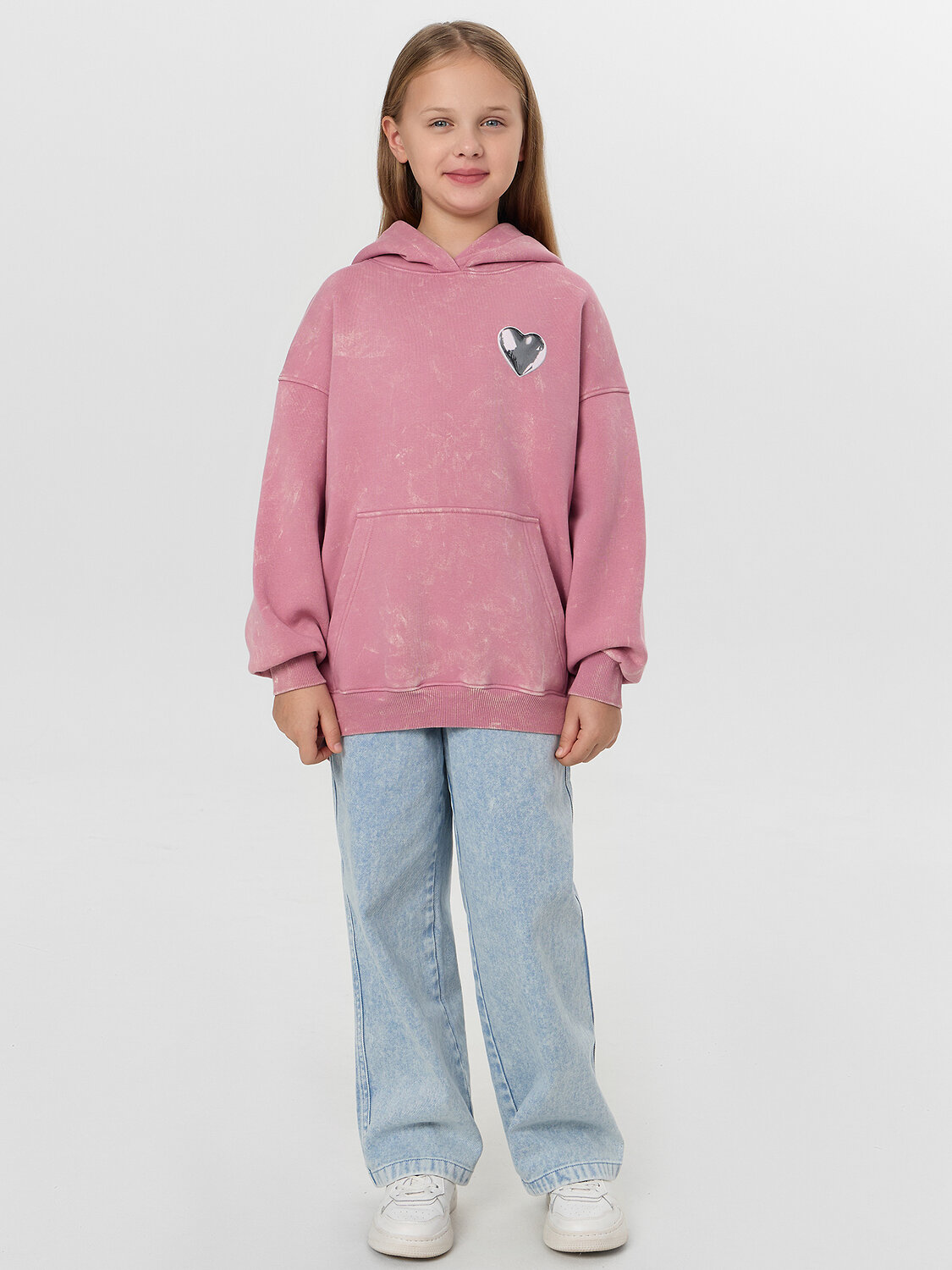 MARK FORMELLE Худи 574151 127979 ACID WASH пыльно -розовый +печать