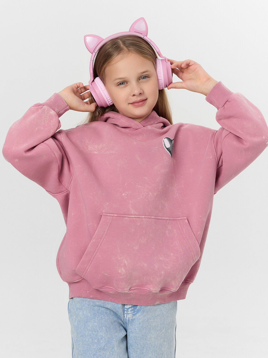 MARK FORMELLE Худи 574151 127979 ACID WASH пыльно -розовый +печать