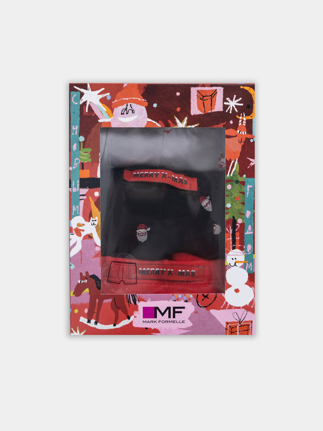 MARK FORMELLE Трусы 574225 411122-3 мелкая набивка на черном +красный +снеговики на сером