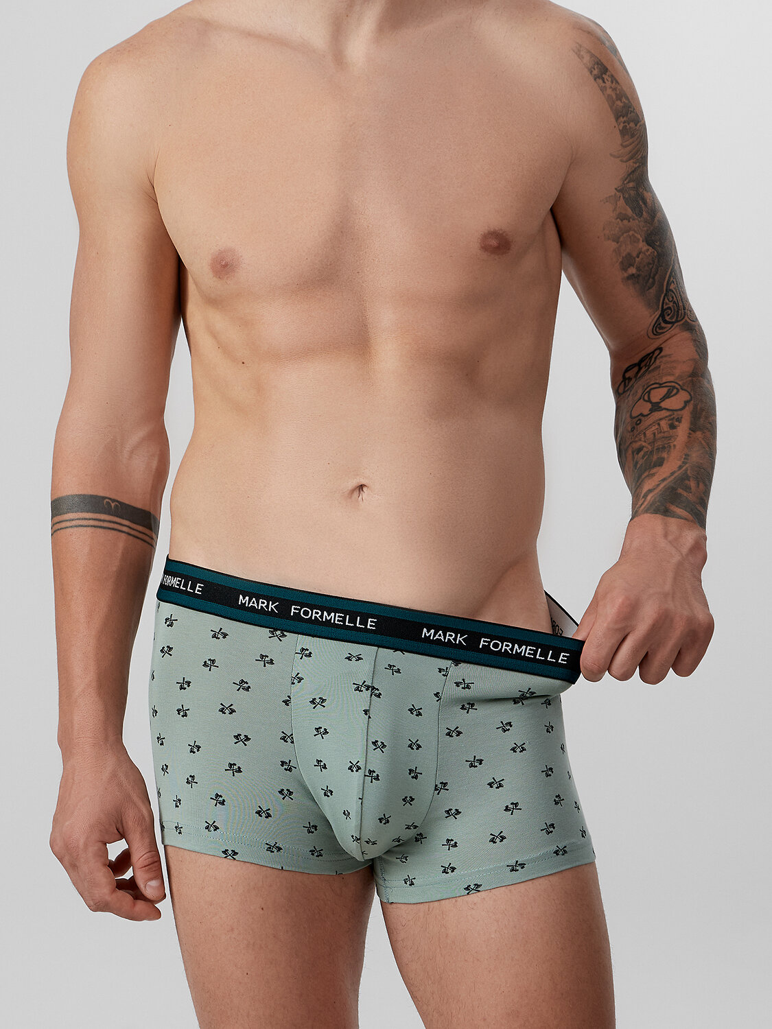 MARK FORMELLE Трусы 574228 411124-3 топоры на зеленом льду +т.зеленый +узор на черном
