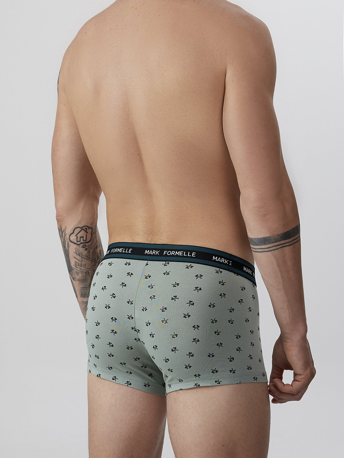 MARK FORMELLE Трусы 574228 411124-3 топоры на зеленом льду +т.зеленый +узор на черном