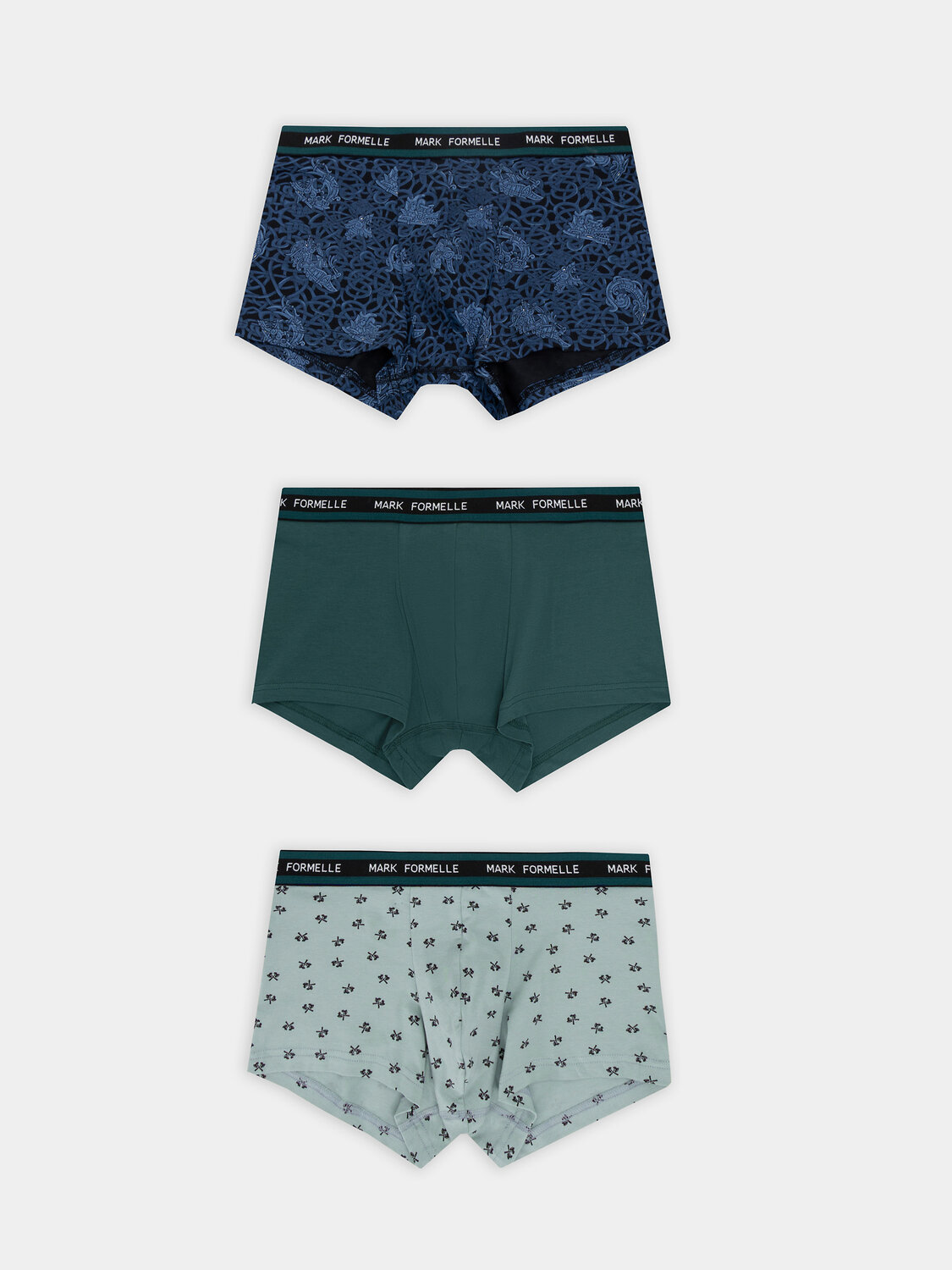 MARK FORMELLE Трусы 574228 411124-3 топоры на зеленом льду +т.зеленый +узор на черном