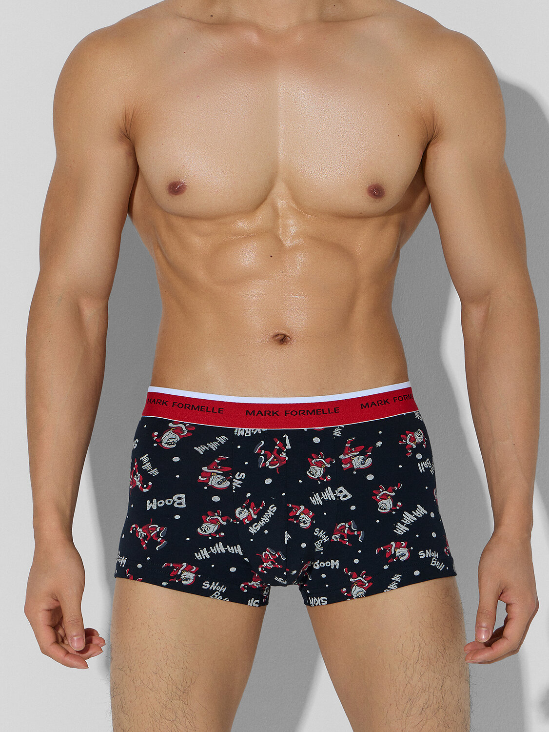 MARK FORMELLE Трусы 574230 411124-3 Деды морозы на черном +красный +ч.клетка на красном