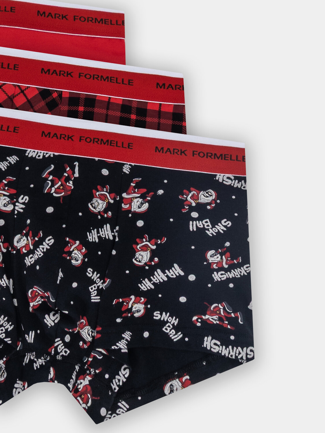MARK FORMELLE Трусы 574230 411124-3 Деды морозы на черном +красный +ч.клетка на красном