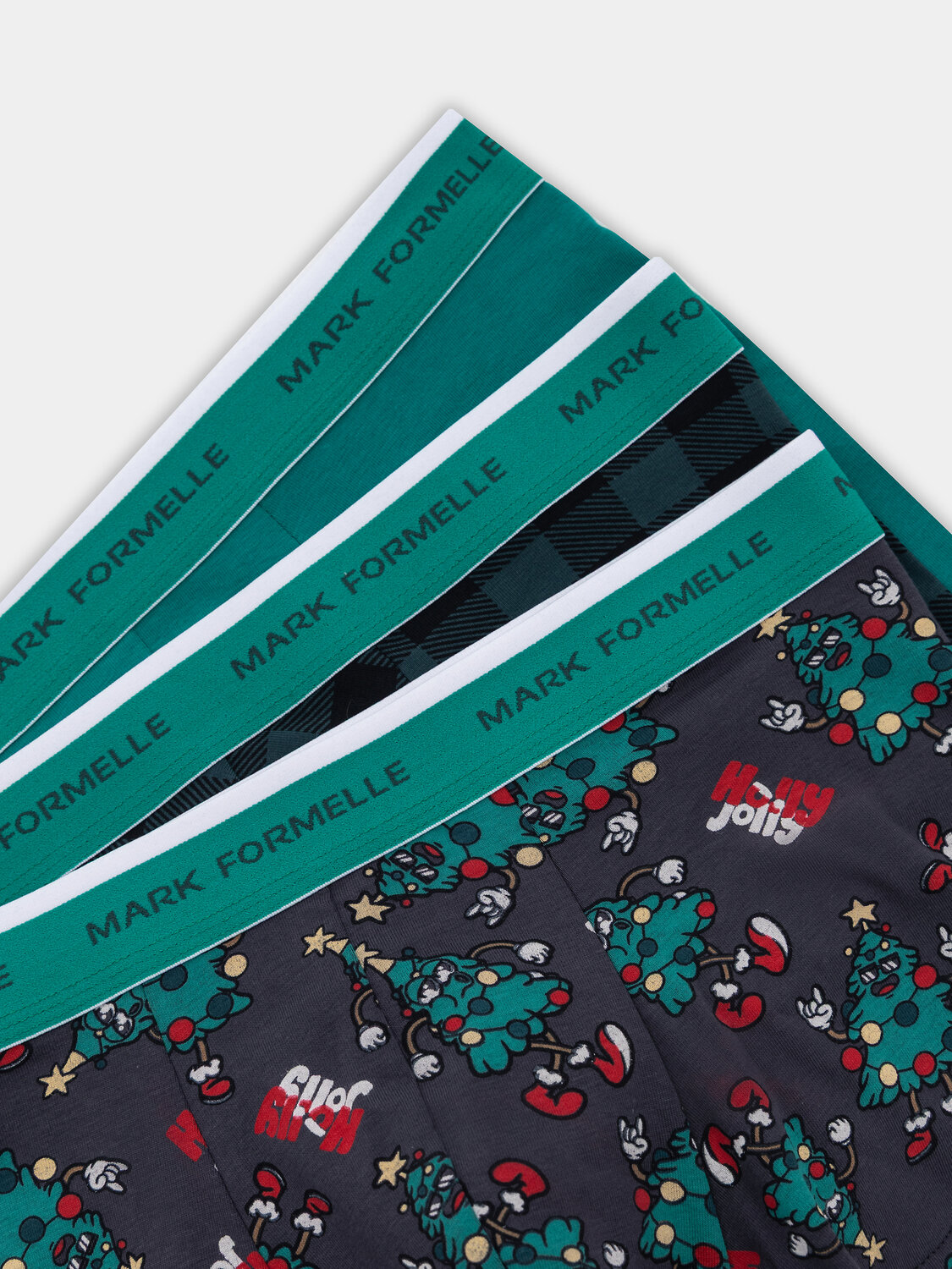 MARK FORMELLE Трусы 574232 411124-3 елки на черном +зеленый +ч.клетка на зеленом