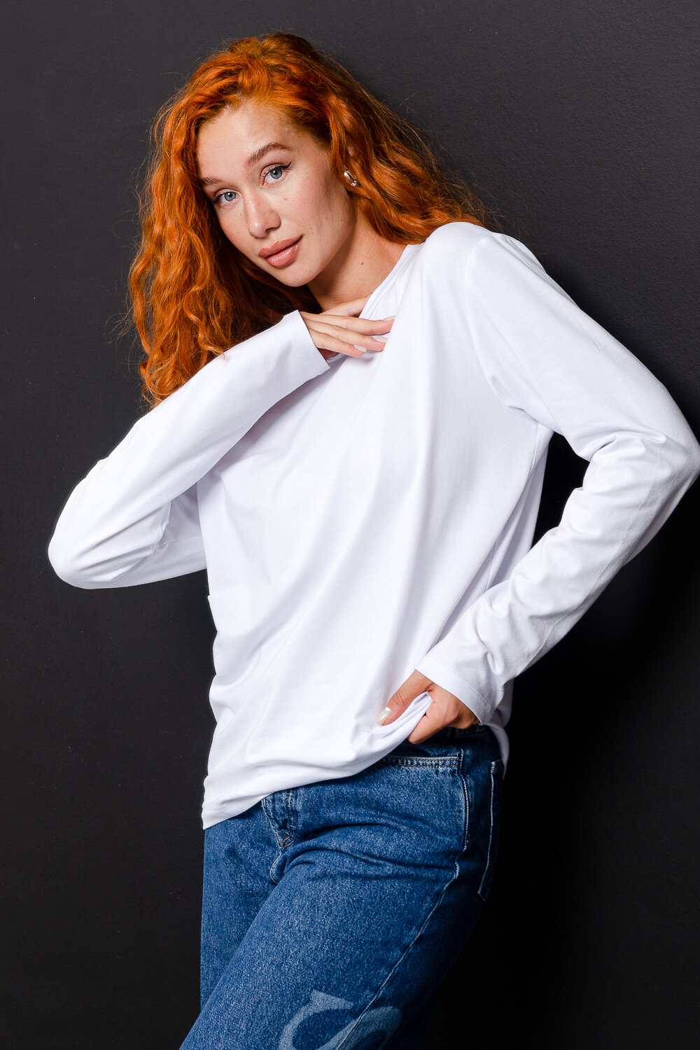 Натали Лонгслив 574378 14403 белый+черный