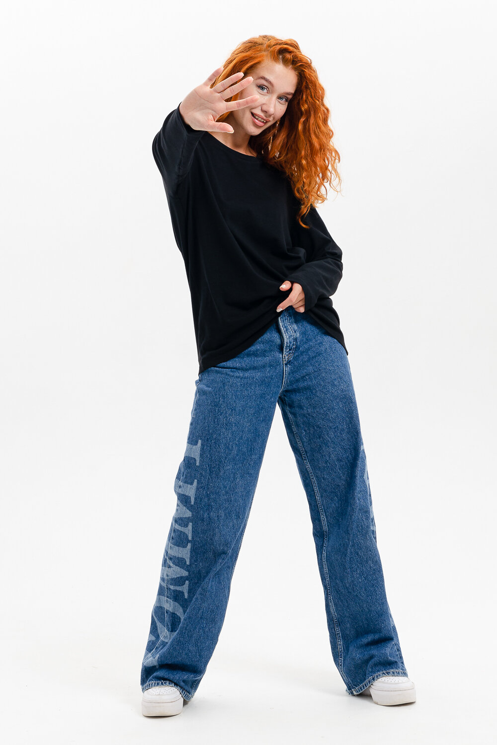 Натали Лонгслив 574378 14403 белый+черный