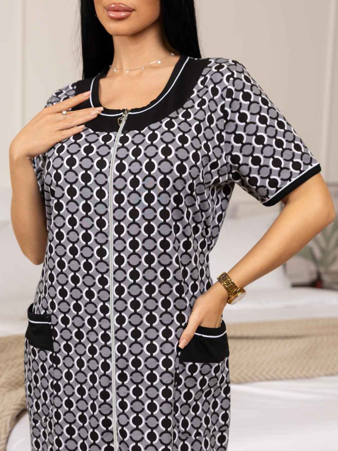 Текс-плюс Халат 574480 НФ-00245287 Черный, серый