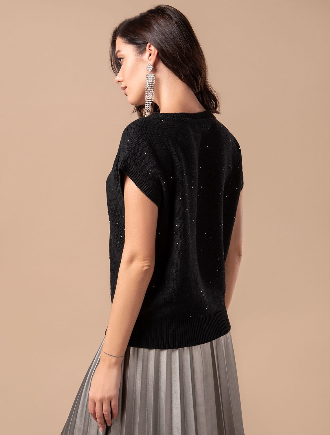 VILATTE Джемпер 574652 D39.569 черный_пайетки