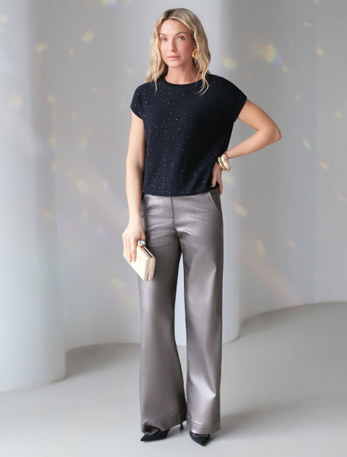 VILATTE Джемпер 574652 D39.569 черный_пайетки