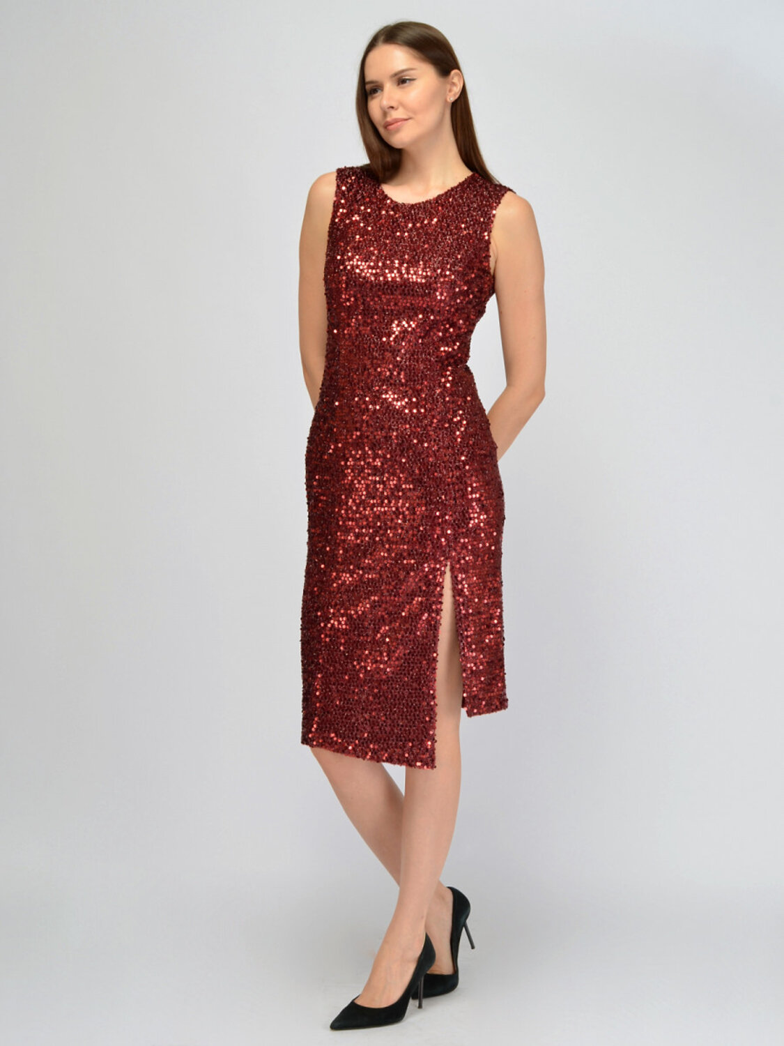 VISERDI Платье 574720 10456-крс 4351540 бордовый