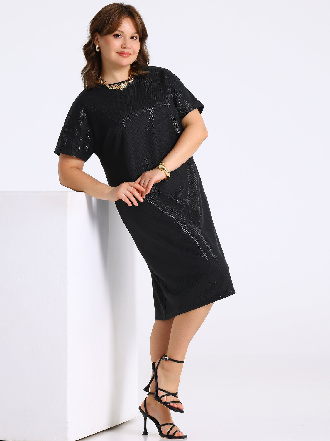 Апрель Платье 574756 1ЖПК4887933 черный с блеском