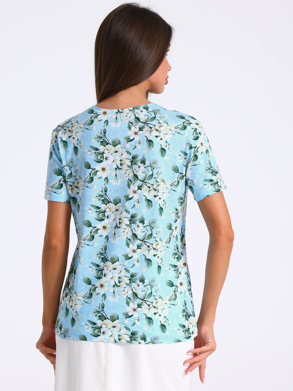 Апрель Футболка 574763 1ЖДФК3302001н яблоневый цвет на светло-голубом