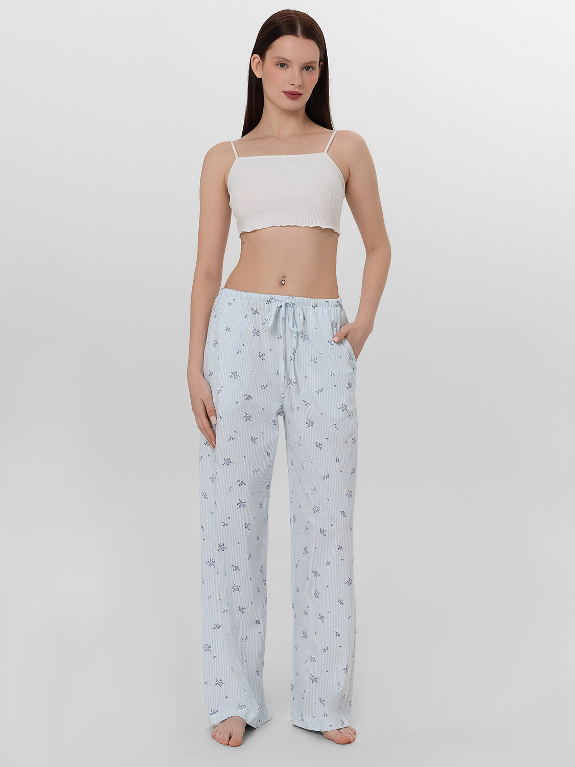 MARK FORMELLE Брюки 574932 532410 цветы на голубой полоске