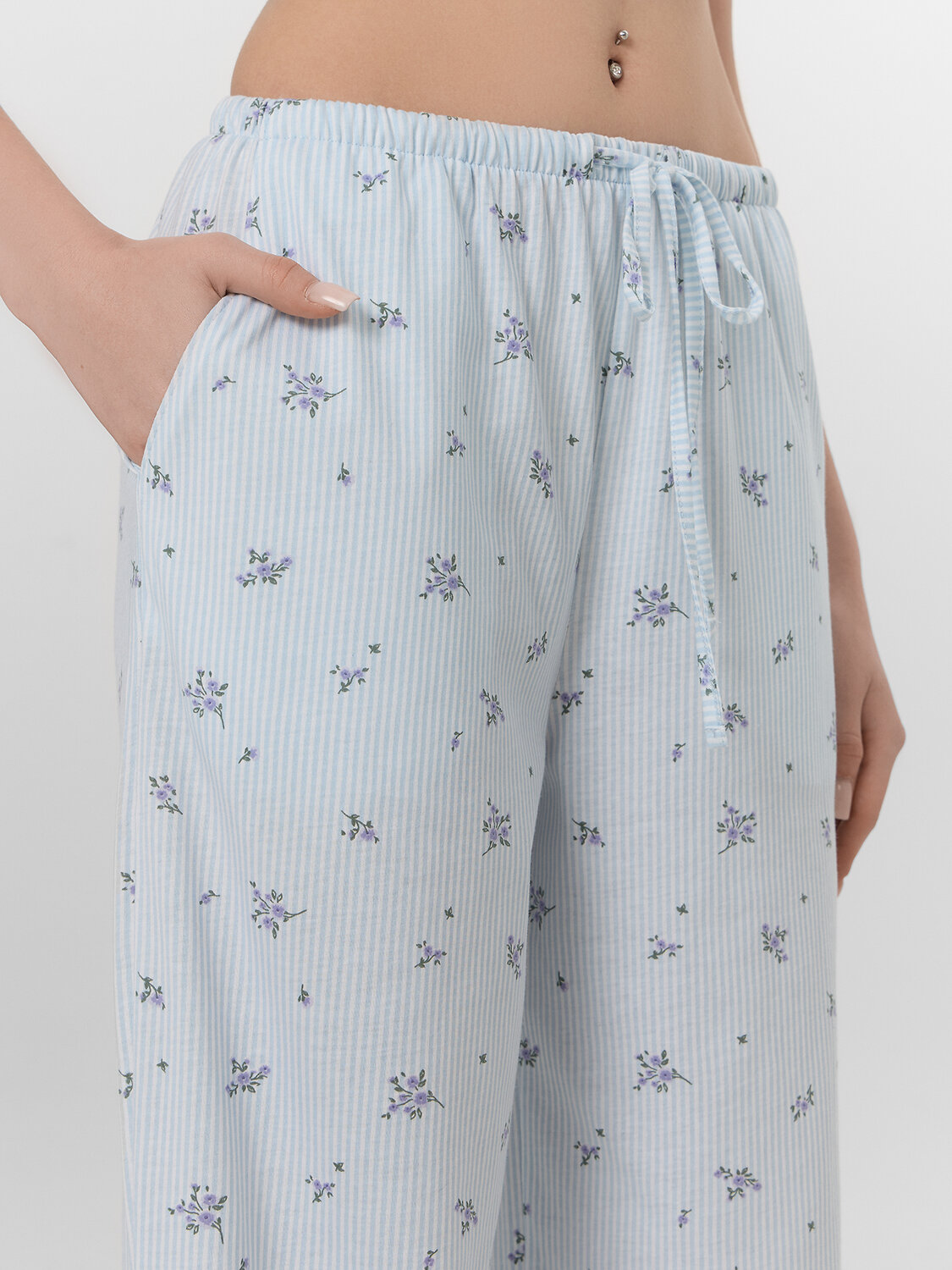 MARK FORMELLE Брюки 574932 532410 цветы на голубой полоске