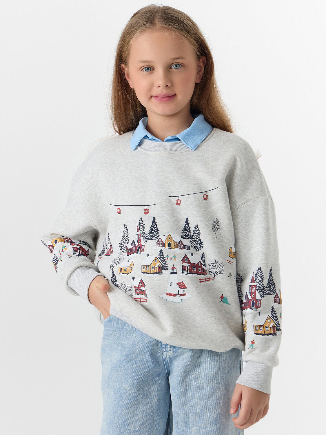 MARK FORMELLE Свитшот 575080 127897/1 серый меланж+печать3