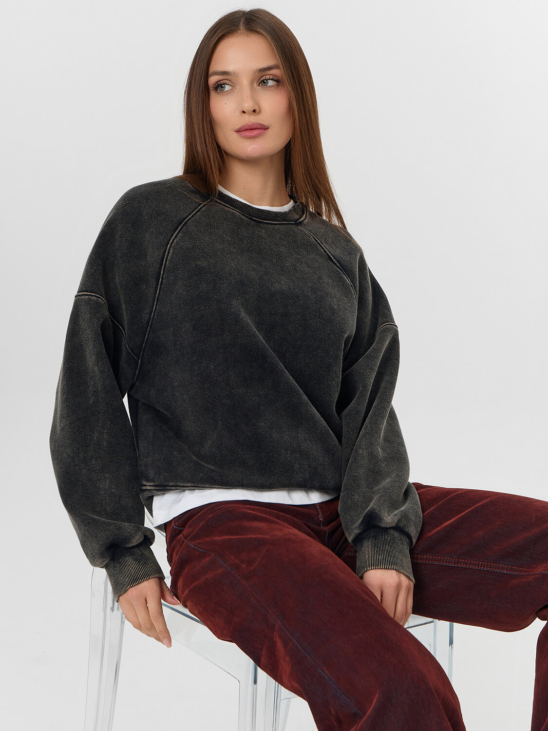 MARK FORMELLE Свитшот 575083 122778/1 ACID WASH черный