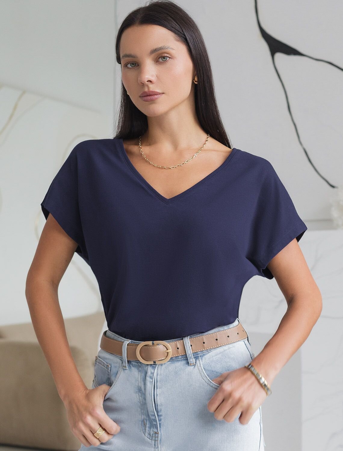 VILATTE Футболка 575112 D49.100 темно-синий